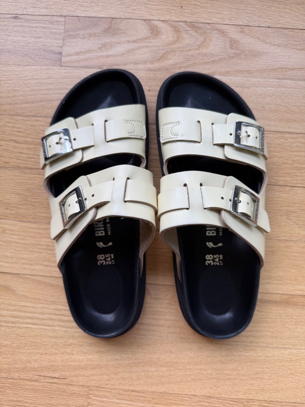 Birkenstock St.Barths Collection Cream Double-Buckle Arizona Slide Sandals